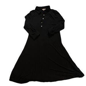 White + Warren Black Collared Stretch Work Dress No-Iron 3/4 Sleeve L